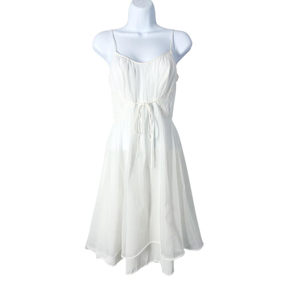 Vintage Warner's Bridal Sleeveless White Chemise Night Dress Women's Size 34